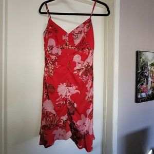 Guess Kaila Floral-Print Dress Sz 6 Red/Floral